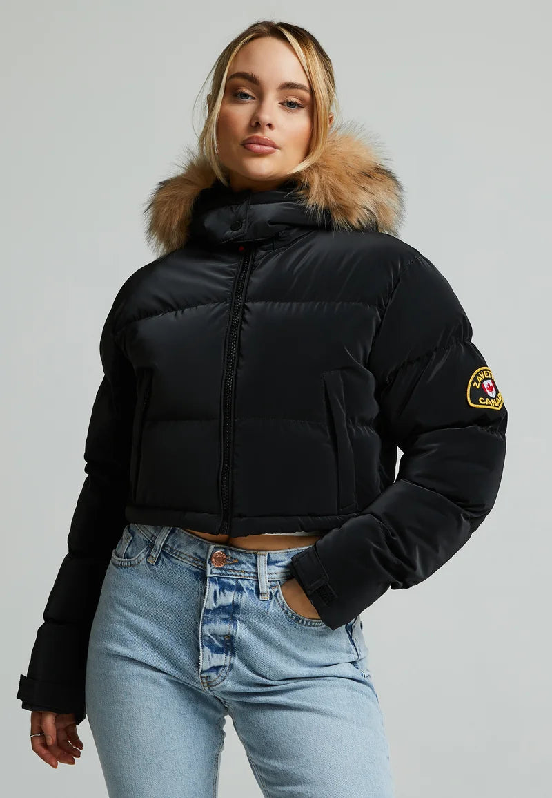 BELLUCCI CROPPED HOODED PUFFER - Winter jacket - black