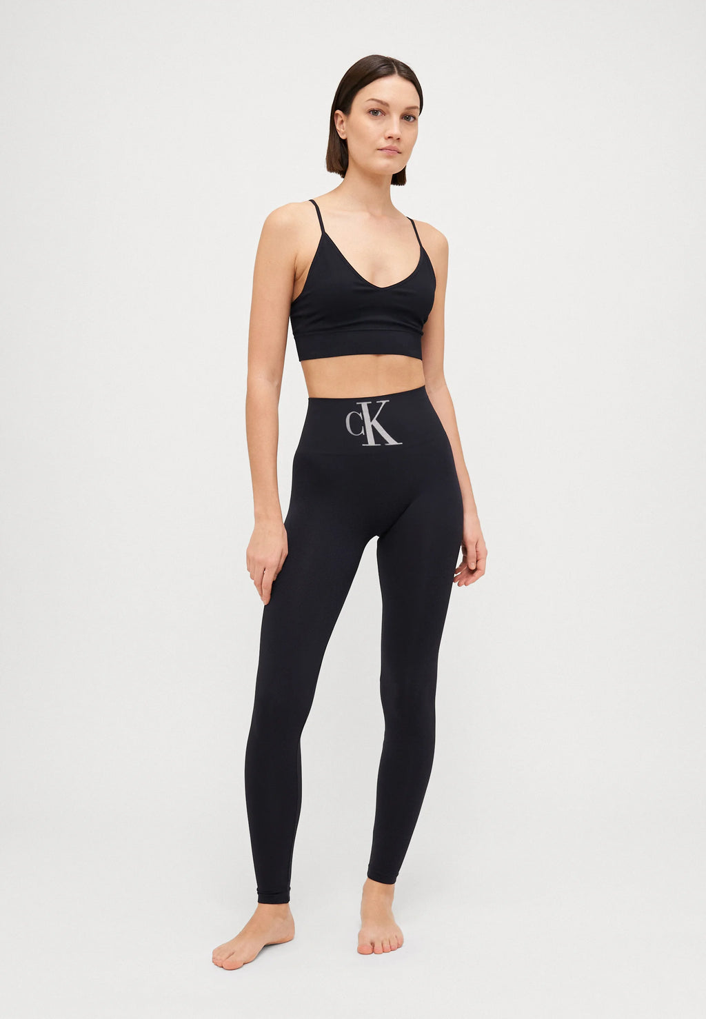 WOMEN HIGH WAIST MONOGRAM - Leggings - Stockings - black