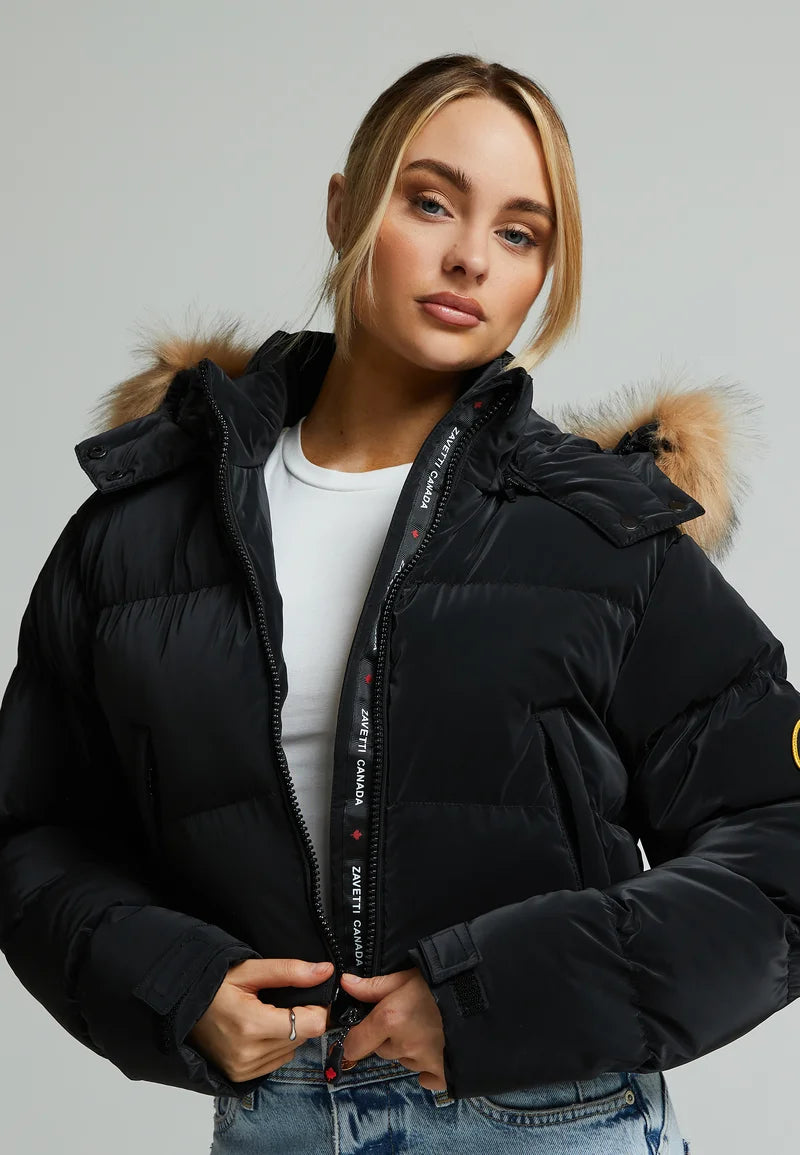 BELLUCCI CROPPED HOODED PUFFER - Winter jacket - black