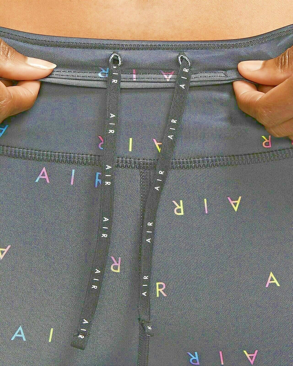 Nike Air Womens 7/8 Logo Prints Running Leggings DJ0899-010 Black