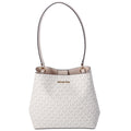 Michael Kors Pratt Medium  Shoulder Bucket Bag Signature Logo Light Cream MK