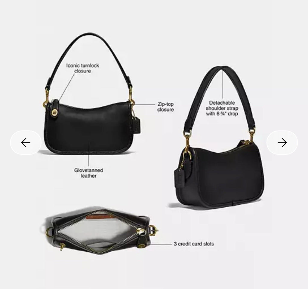 NWT Coach Swinger 20 Bag With Chain In Crystal Signature Jacquard CW568 Black