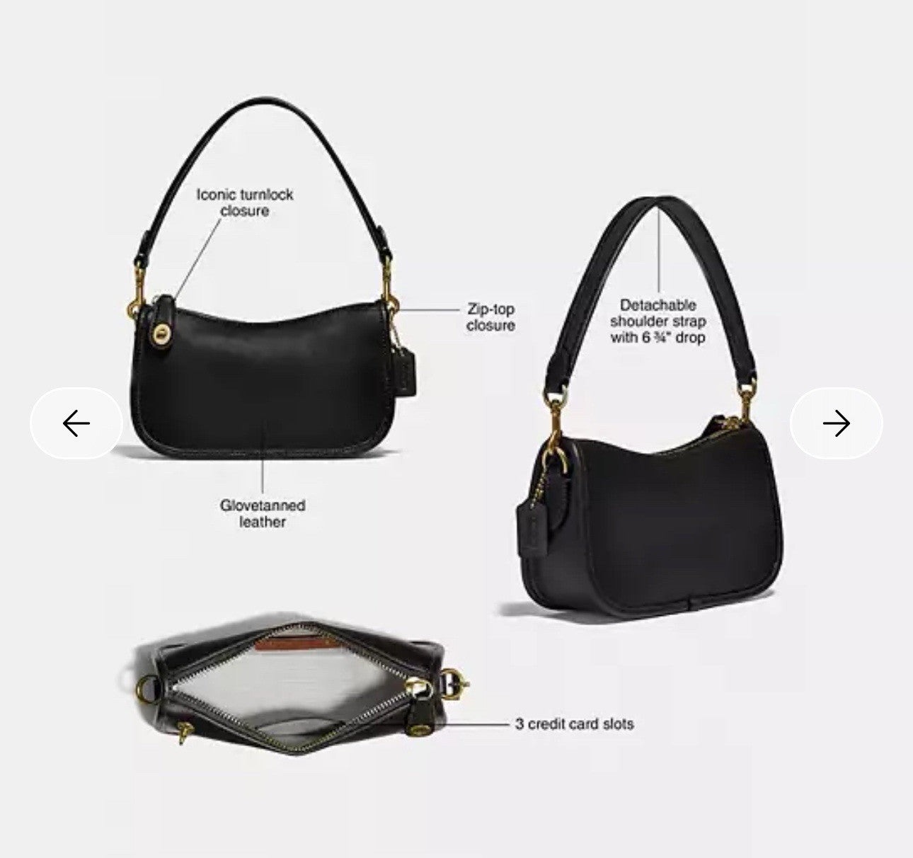 NWT Coach Swinger 20 Bag With Chain In Crystal Signature Jacquard CW568 Black