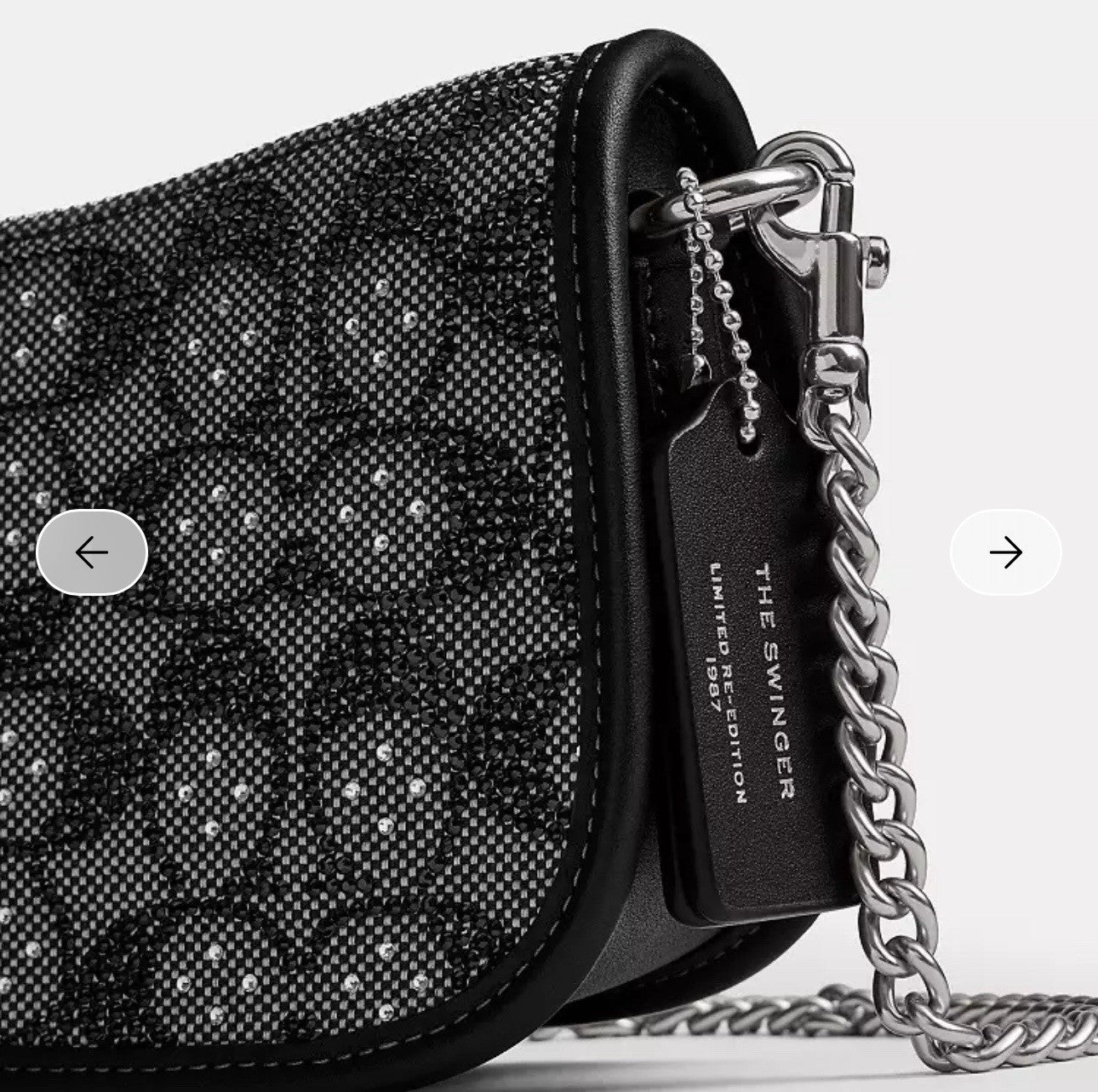 NWT Coach Swinger 20 Bag With Chain In Crystal Signature Jacquard CW568 Black