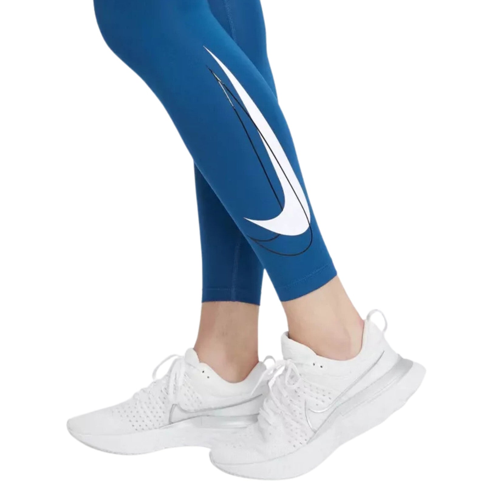 NIKE Women's Dri-Fit Swoosh Run 7/8 Mid Rise Leggings sz L Large Court Blue