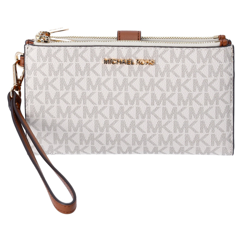 Michael Kors Jet Set Travel Double Zip Phone Wristlet MK Vanilla Signature
