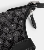 Coach Hamptons Hobo Bag Crystal Signature Jacquard Silver Black NEW