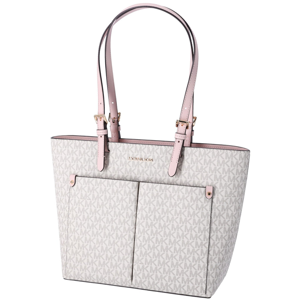 Michael Kors Jet Set Travel Medium Double Pocket Tote Vanilla MK Blush Pink