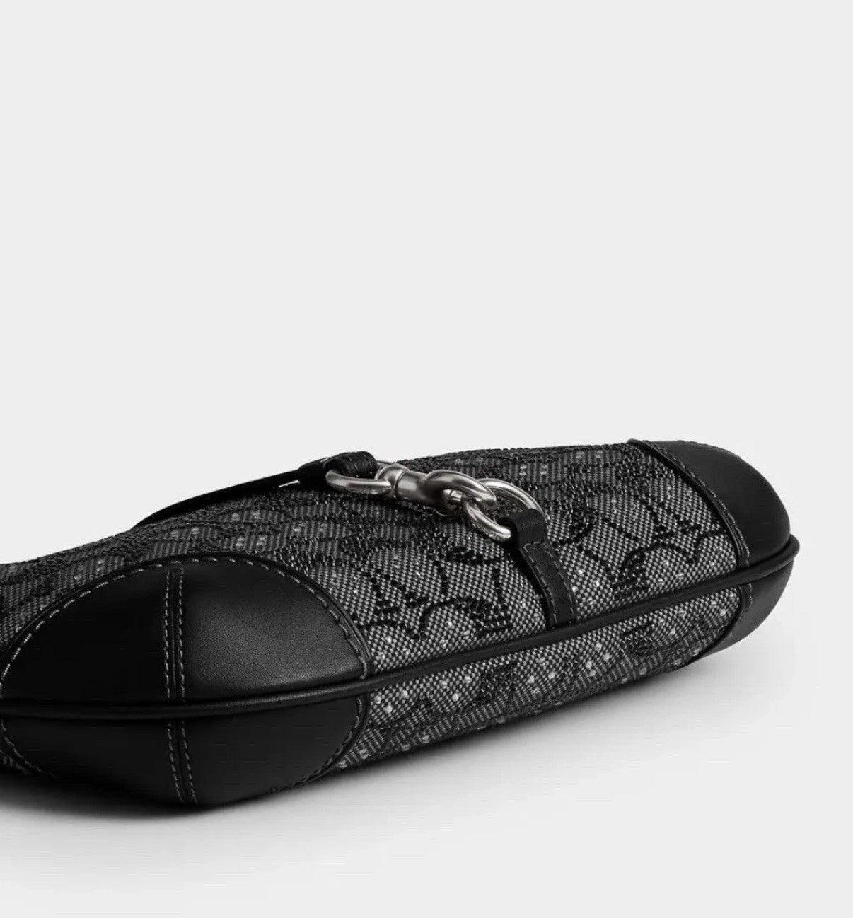 Coach Hamptons Hobo Bag Crystal Signature Jacquard Silver Black NEW