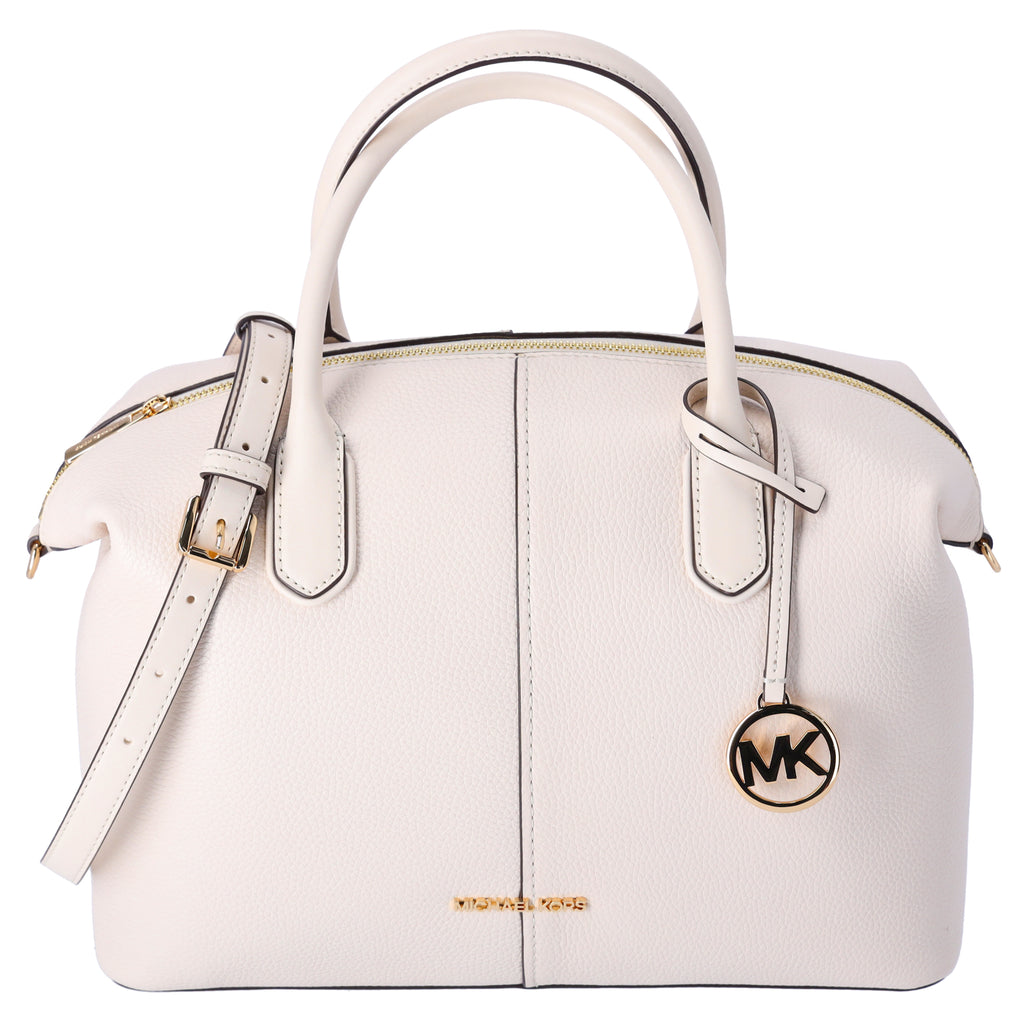 Michael Kors Hyde Large Slouchy Satchel Light Cream Pebbled Leather