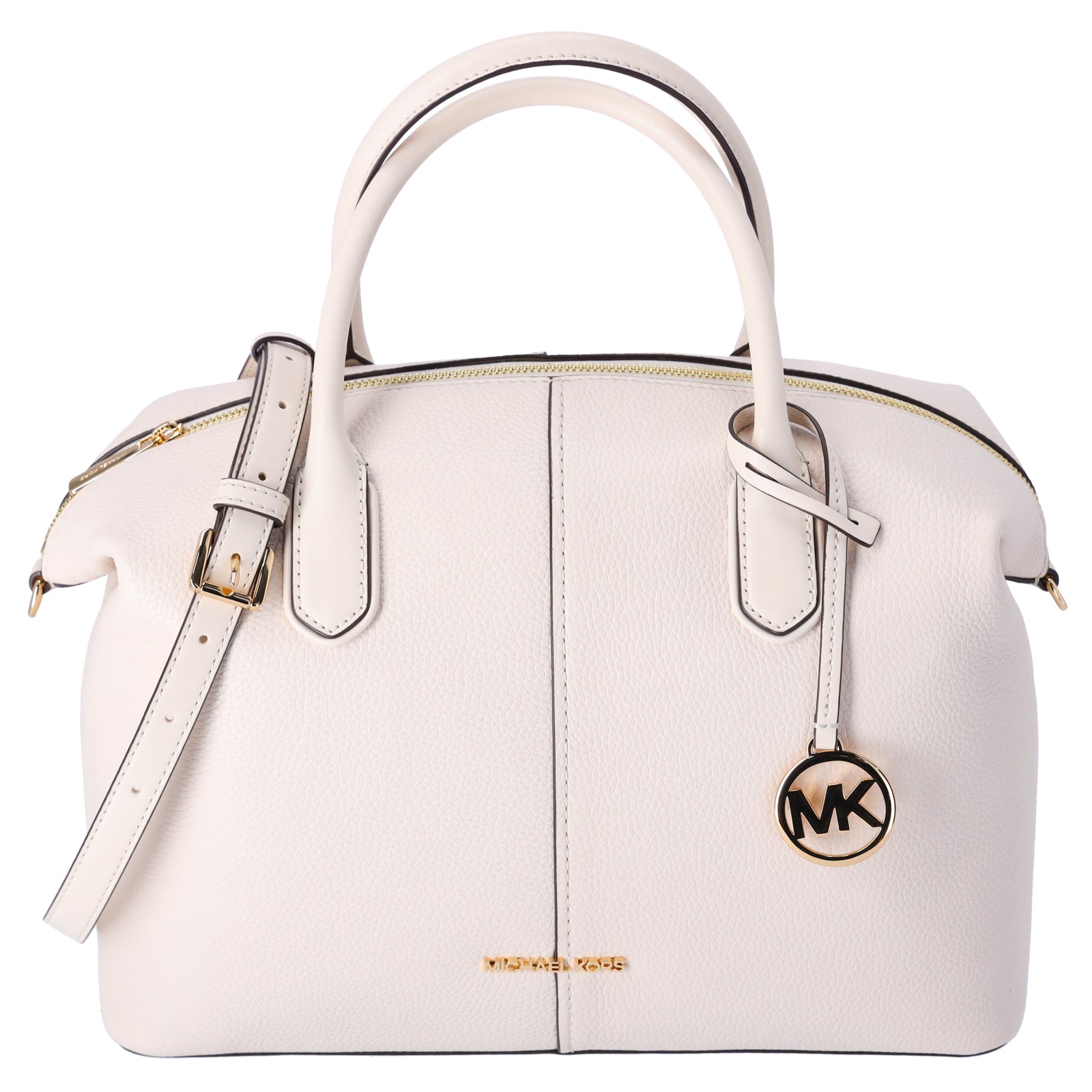 Michael Kors Hyde Large Slouchy Satchel Light Cream Pebbled Leather