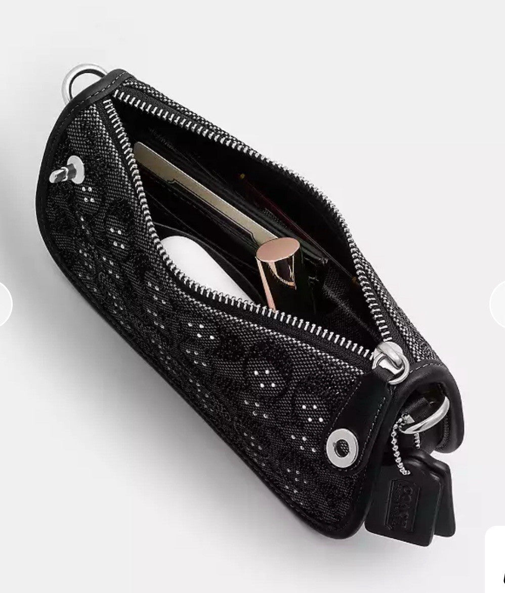 NWT Coach Swinger 20 Bag With Chain In Crystal Signature Jacquard CW568 Black