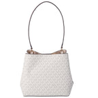 Michael Kors Pratt Medium  Shoulder Bucket Bag Signature Logo Light Cream MK