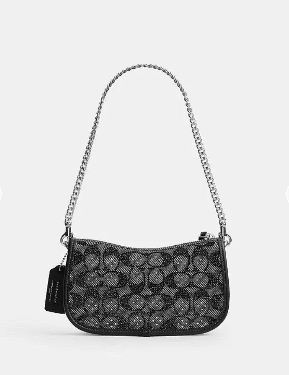 NWT Coach Swinger 20 Bag With Chain In Crystal Signature Jacquard CW568 Black