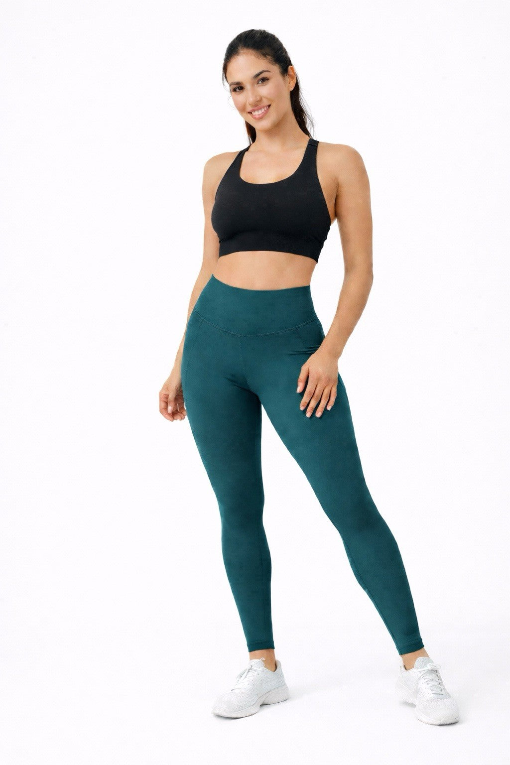 Nike Teal High Rise Stretch Ankle Leggings Women’s Activewear Solid Logo