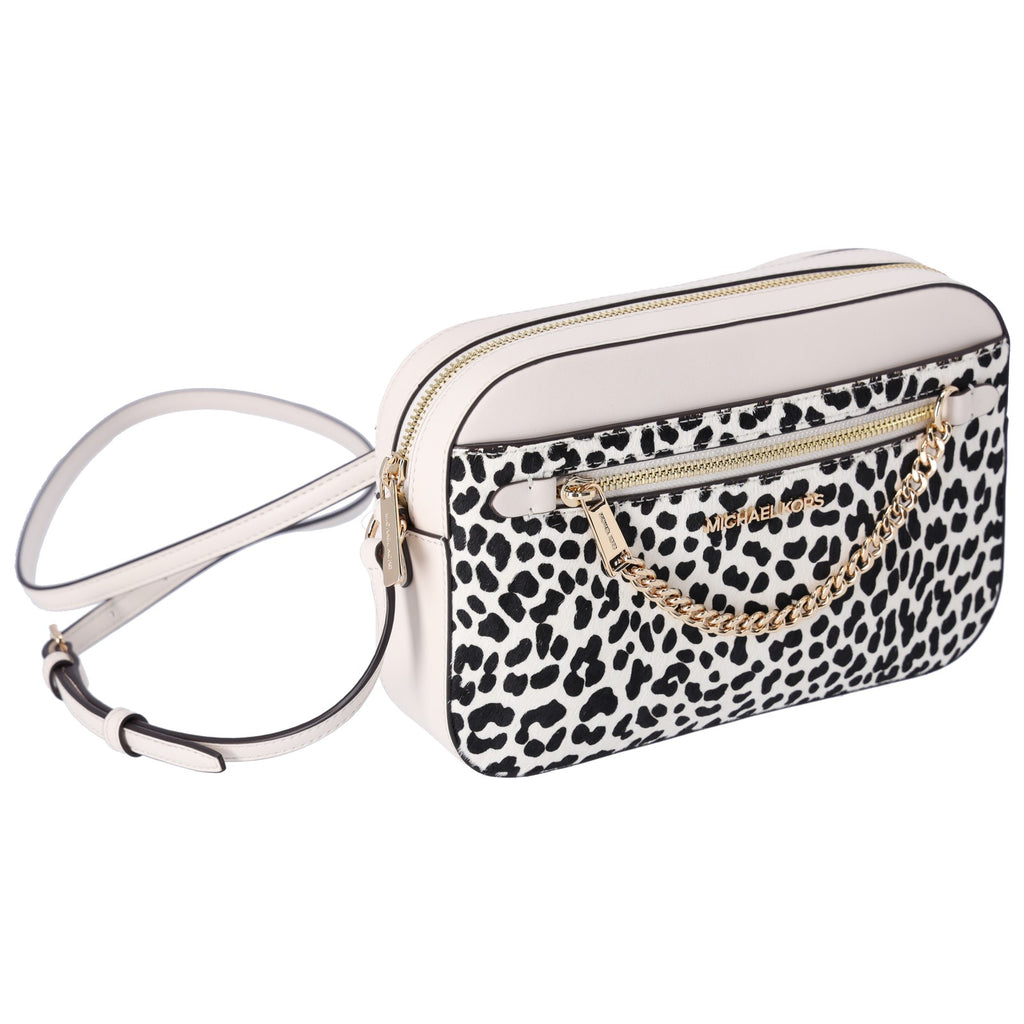 Michael Kors Jet Set East West Chain Crossbody Light Cream Multi Cheetah