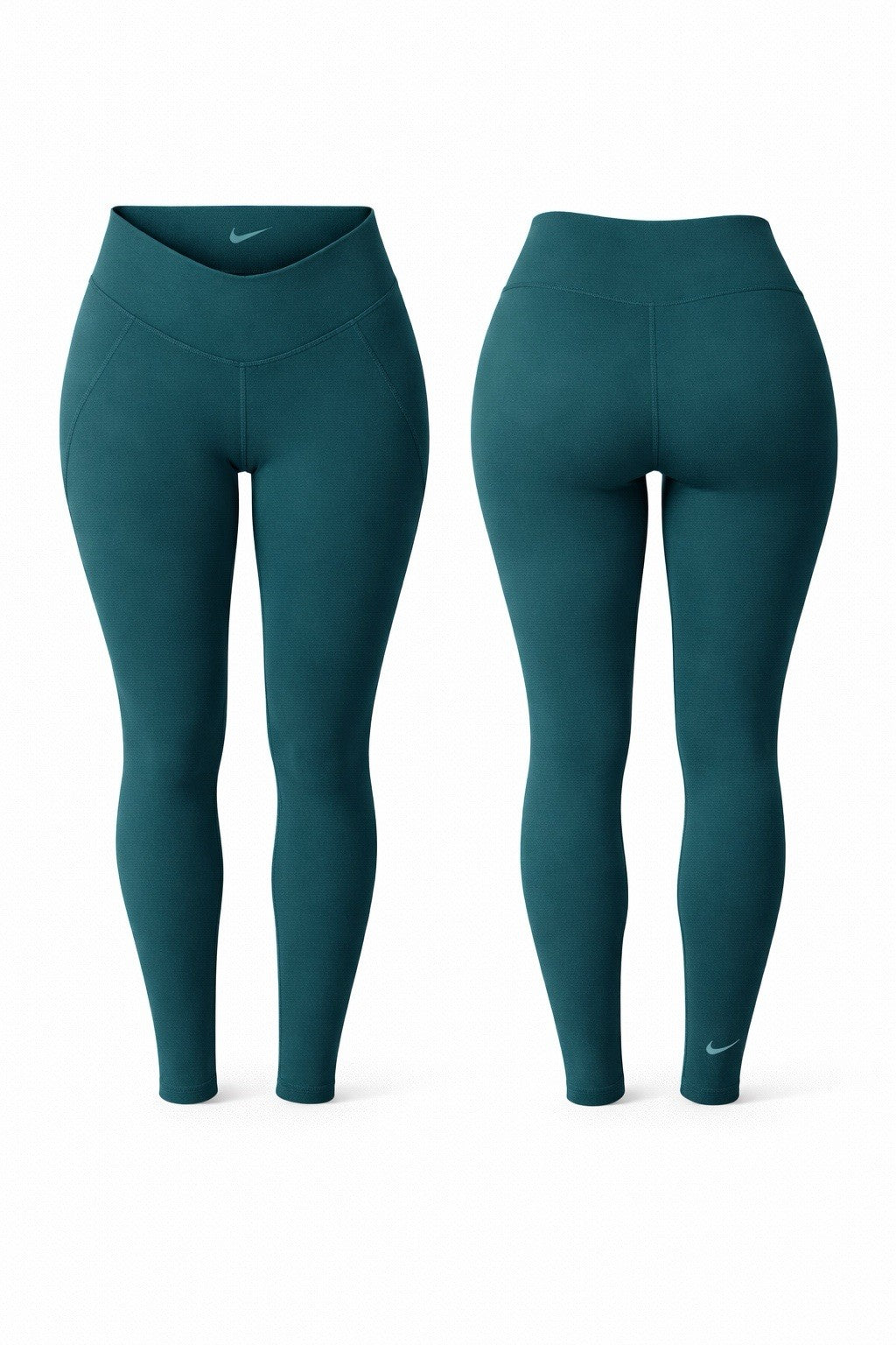 Nike Teal High Rise Stretch Ankle Leggings Women’s Activewear Solid Logo