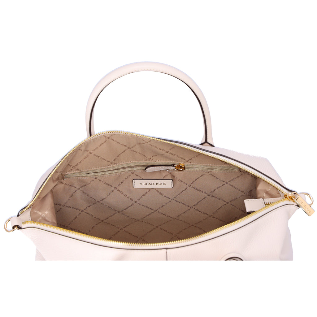 Michael Kors Hyde Large Slouchy Satchel Light Cream Pebbled Leather