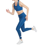 NIKE Women's Dri-Fit Swoosh Run 7/8 Mid Rise Leggings sz L Large Court Blue