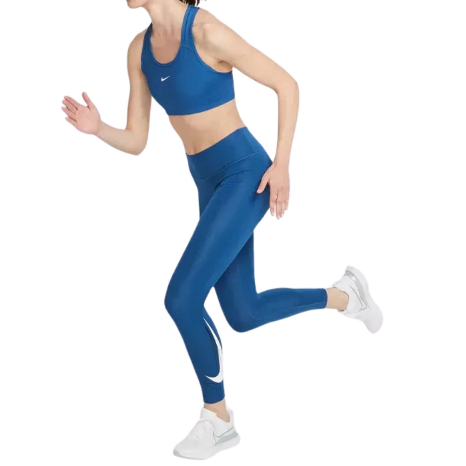NIKE Women's Dri-Fit Swoosh Run 7/8 Mid Rise Leggings sz L Large Court Blue