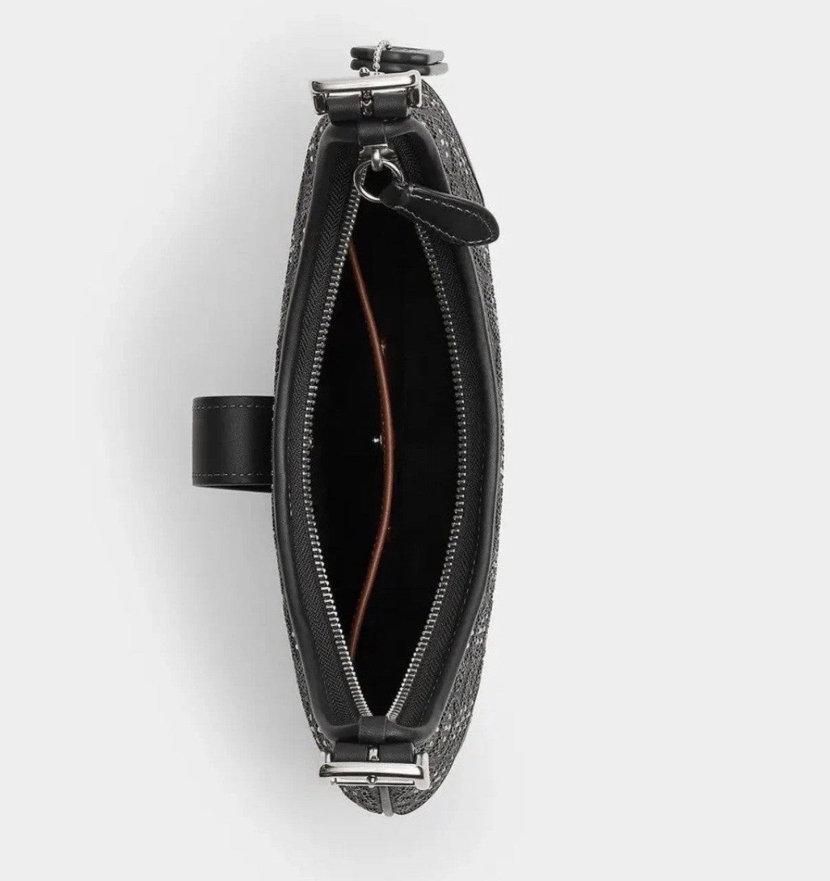 Coach Hamptons Hobo Bag Crystal Signature Jacquard Silver Black NEW