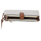 Michael Kors Jet Set Travel Double Zip Phone Wristlet MK Vanilla Signature