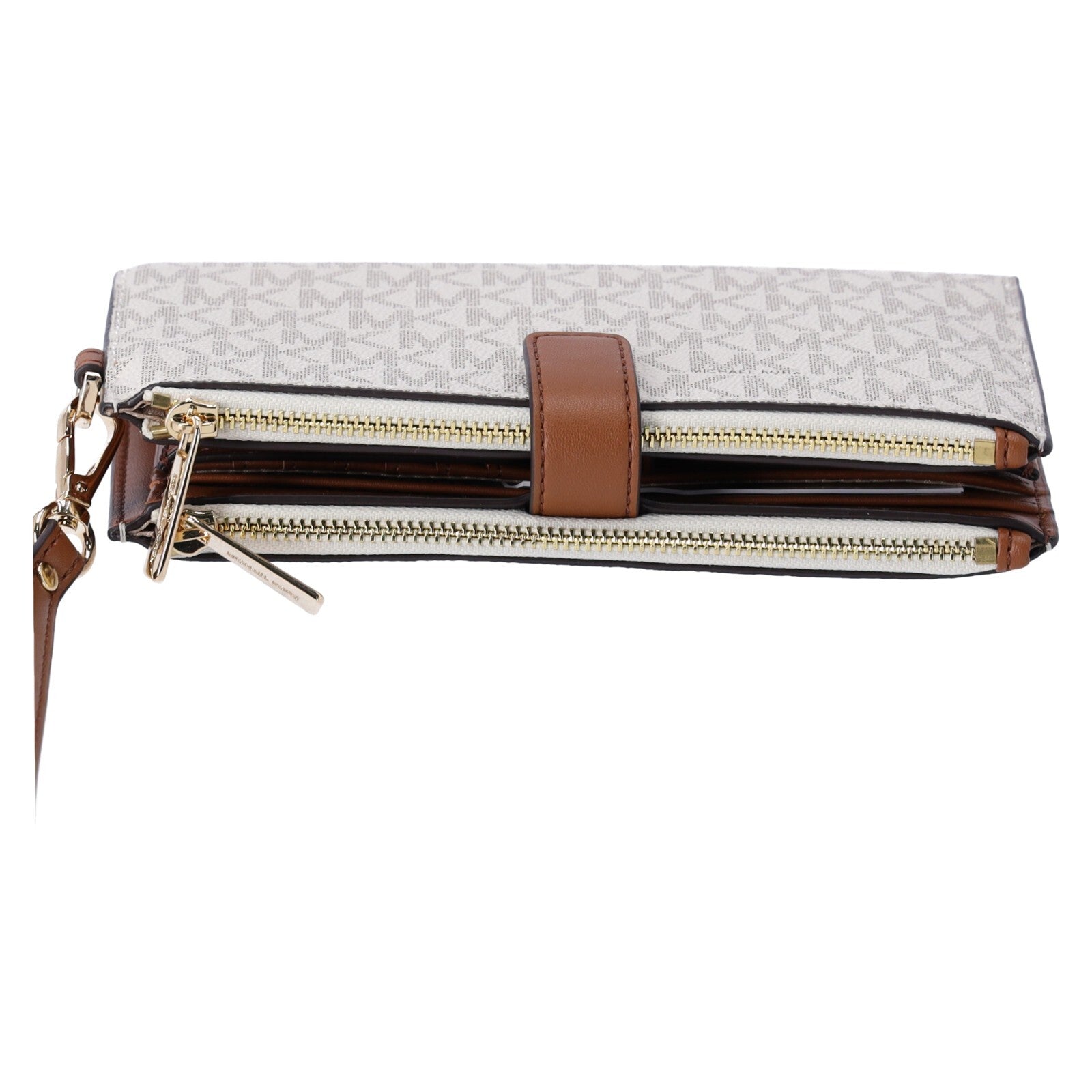 Michael Kors Jet Set Travel Double Zip Phone Wristlet MK Vanilla Signature