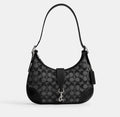 Coach Hamptons Hobo Bag Crystal Signature Jacquard Silver Black NEW