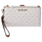 Michael Kors Jet Set Travel Double Zip Phone Wristlet MK Vanilla Signature